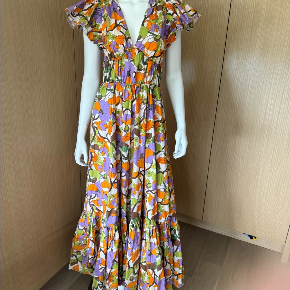 LA DoubleJ purple and orange Maxi Sundress large